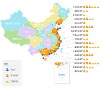 中国大陆核电厂分布图（截止至2016年1月1日）